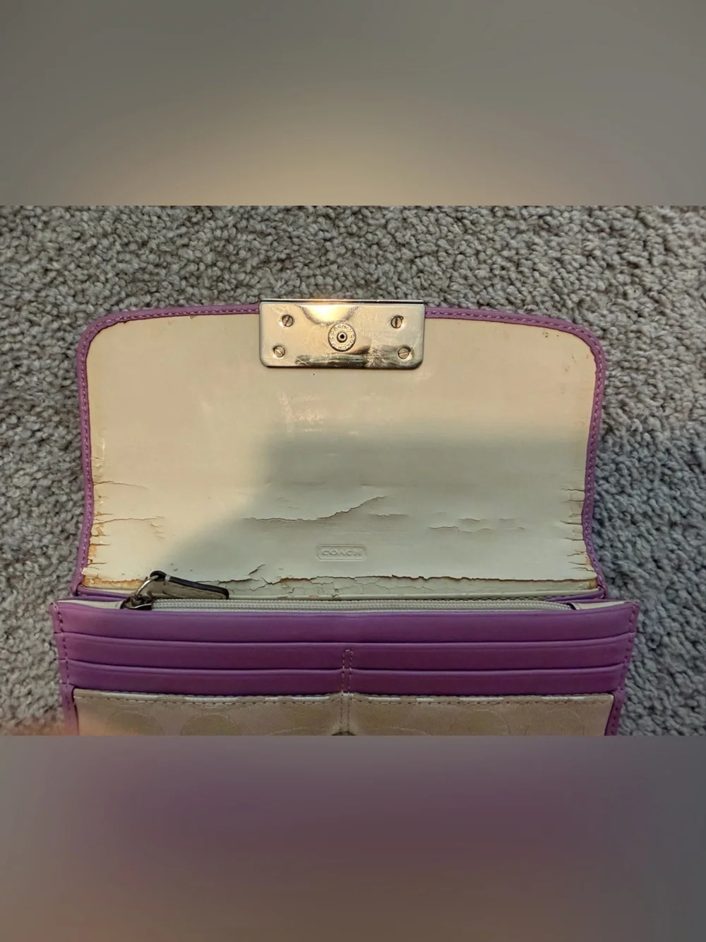 Coach Kristin Canvas Wallet w/Lavender Leather  Trim PROJECT PIECE